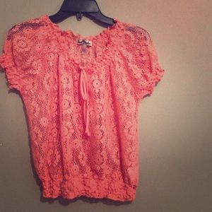 Coral lace shirt